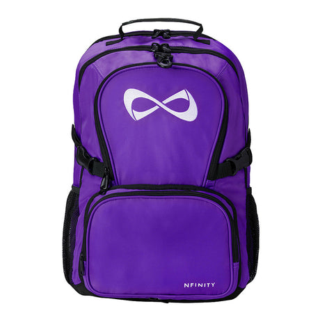 nfinity backpack uk purple with white logo