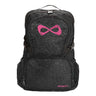 Nfinity Black sparkle backpack uk with a pink logo 